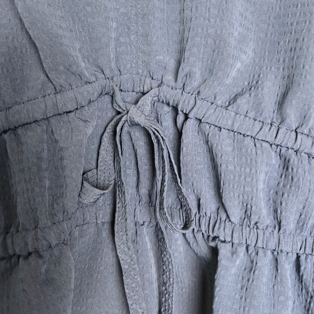 Madewell Navy Blue Seersucker Peasant Boho V-Neck Puff Sleeve Top XXS - Picture 2 of 6